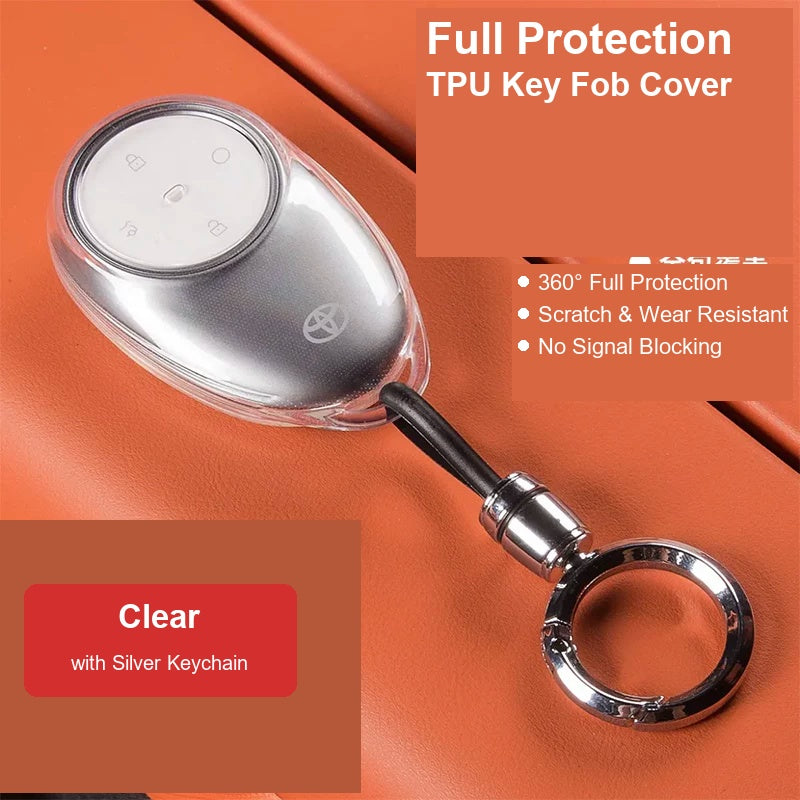 Compatible with Toyota bZ3X Key Fob Cover, Full Coverage Crystal Clear TPU Key Fob Shell Protector Case