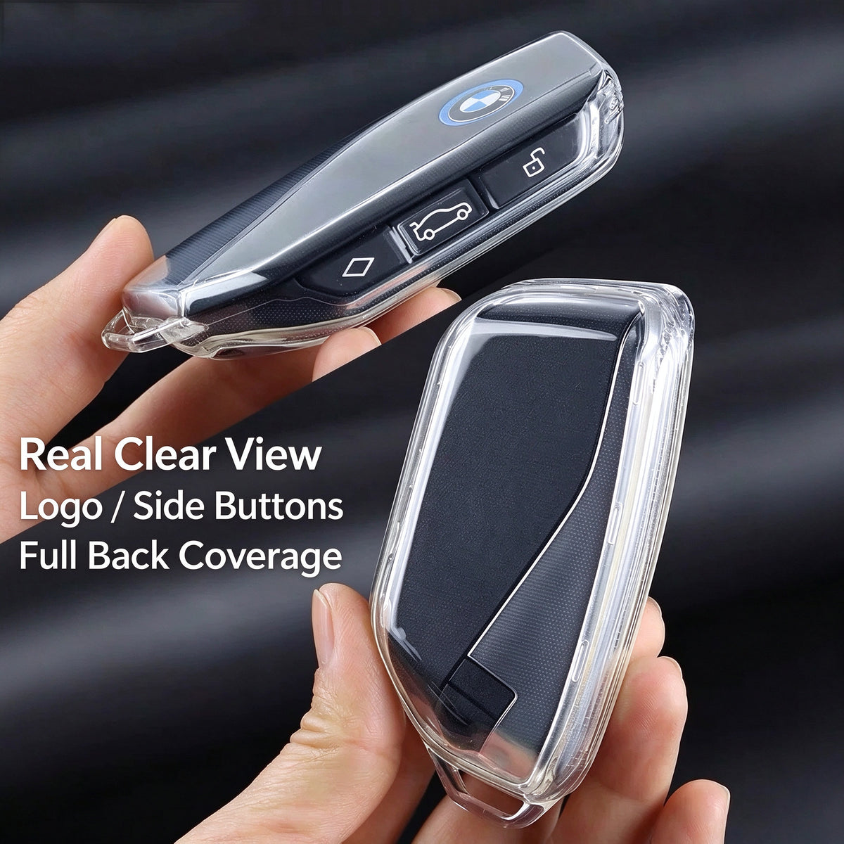 TPU Key Fob Cover for BMW X5, Soft Full Protection Key Case, Anti-Scratch Anti-Fall with Key Ring