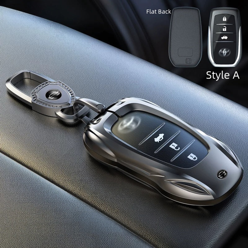 Luxury Zinc Alloy Key Fob Cover for Toyota Camry RAV4 Corolla Highlander – Full Protection Shell, Model A