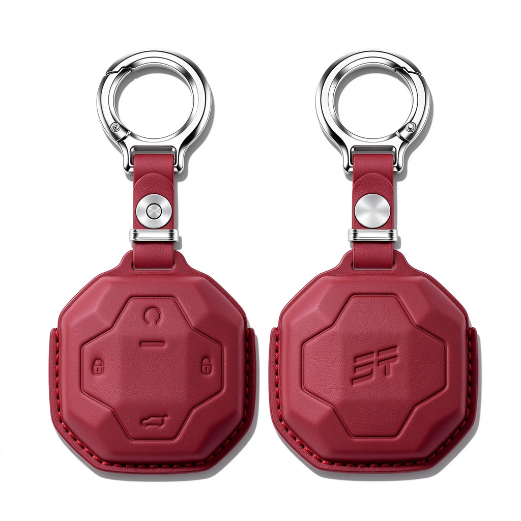 Genuine Leather Car Key Cover for Jetour T2 2021-2026 - Top Layer Cowhide Key Fob Case, Signal Friendly, Waterproof Dustproof Heat Resistant, with Keychain