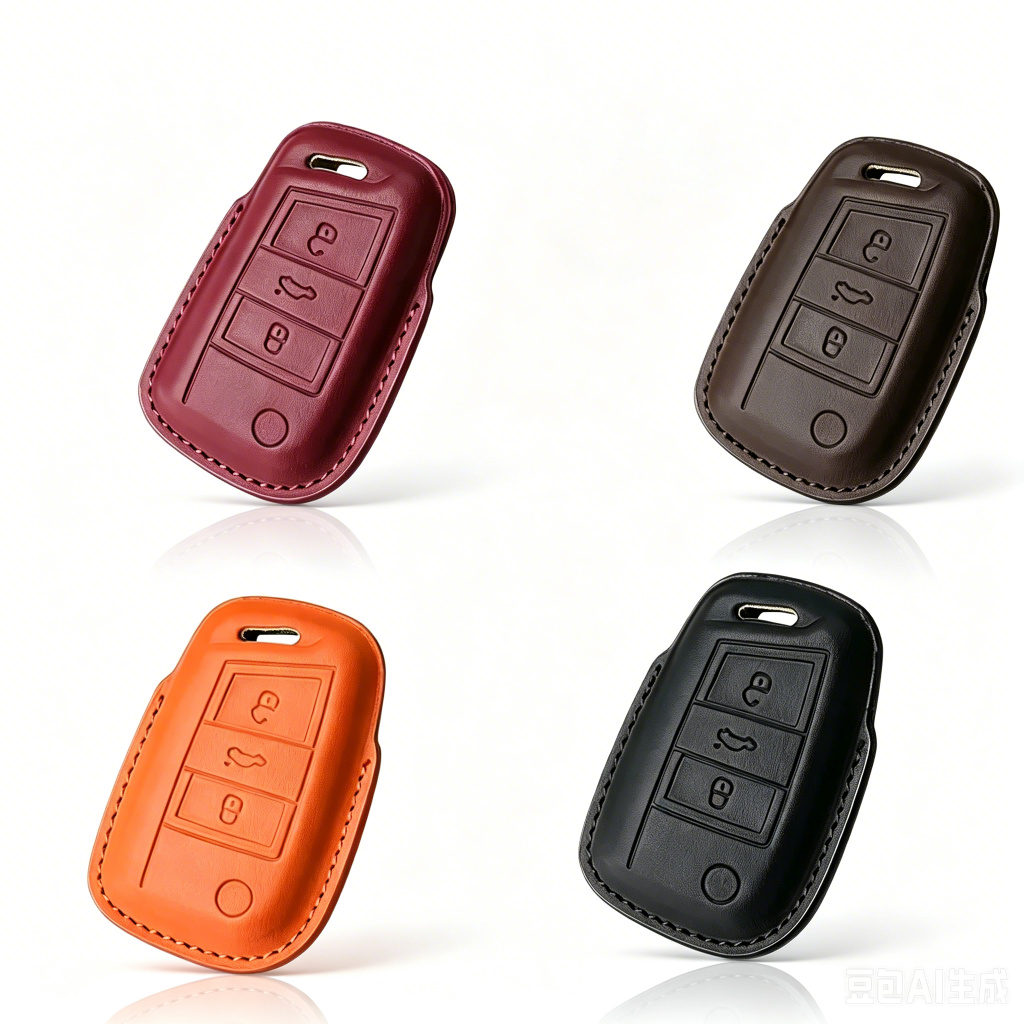 Genuine Leather Key Fob Cover for Volkswagen — Premium Car Key Protector Case