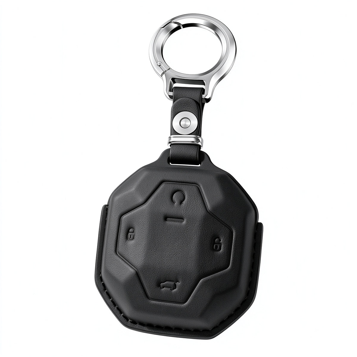 Genuine Leather Car Key Cover for Jetour T2 2021-2026 - Top Layer Cowhide Key Fob Case, Signal Friendly, Waterproof Dustproof Heat Resistant, with Keychain