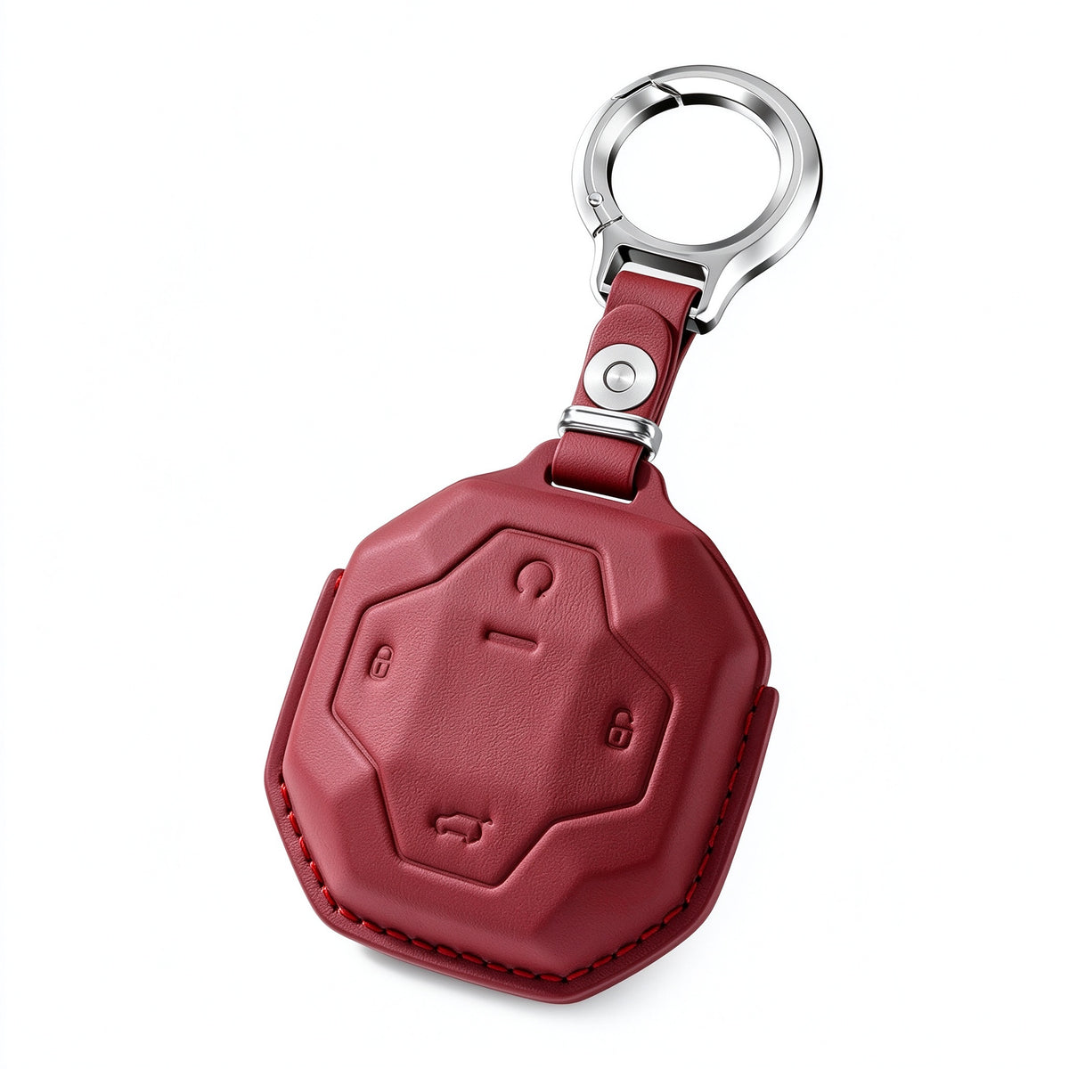 Genuine Leather Car Key Cover for Jetour T2 2021-2026 - Top Layer Cowhide Key Fob Case, Signal Friendly, Waterproof Dustproof Heat Resistant, with Keychain