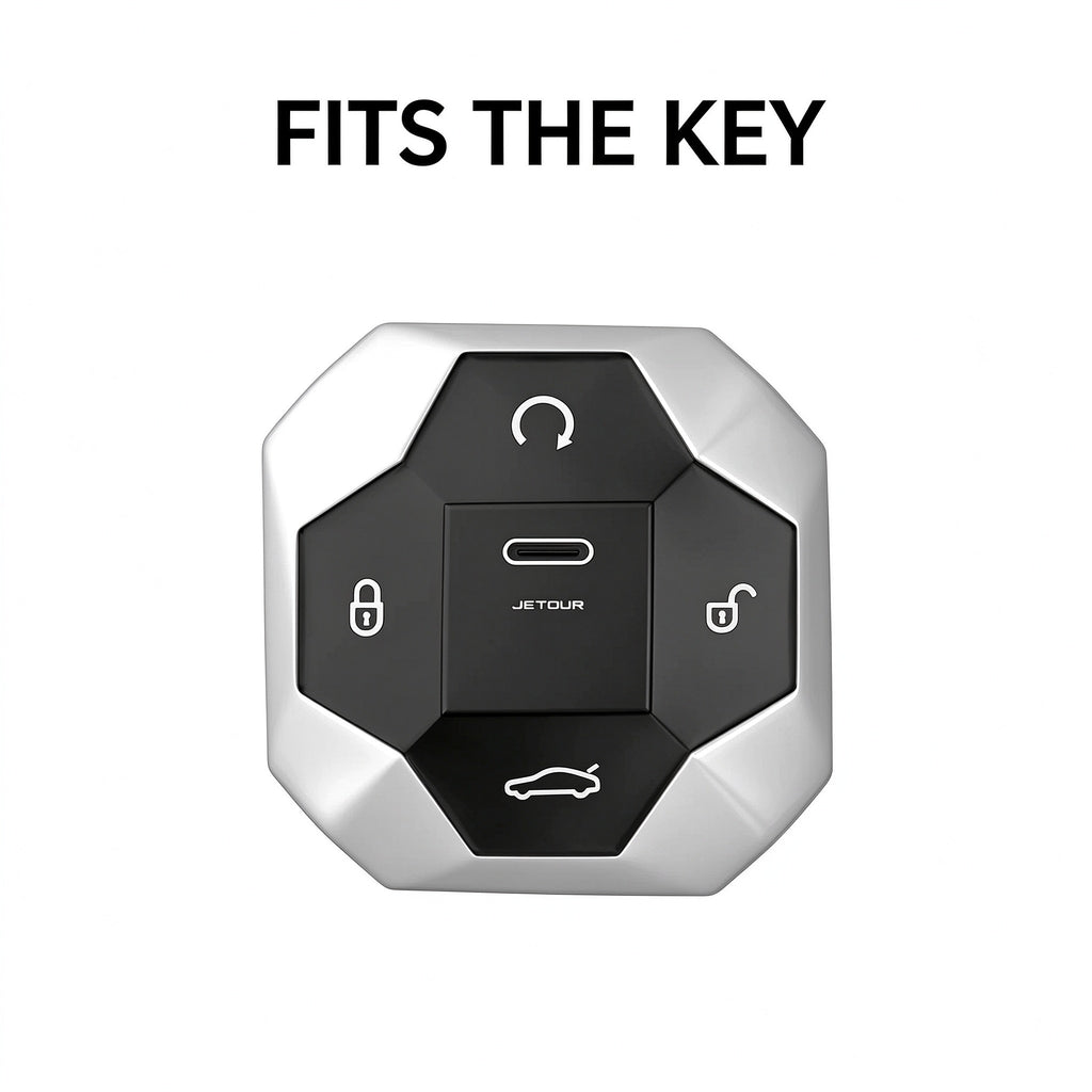 Genuine Leather Car Key Cover for Jetour T2 2021-2026 - Top Layer Cowhide Key Fob Case, Signal Friendly, Waterproof Dustproof Heat Resistant, with Keychain