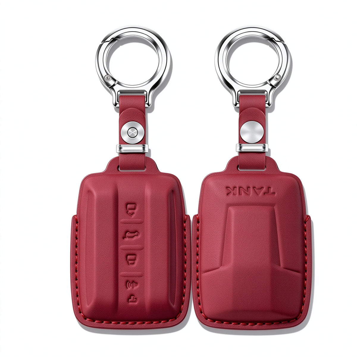 Premium Genuine Leather Car Key Fob Cover for GWM Tank 300/500, Top Grain Cowhide Key Case, Waterproof Dustproof Heatproof, Signal Unblocked